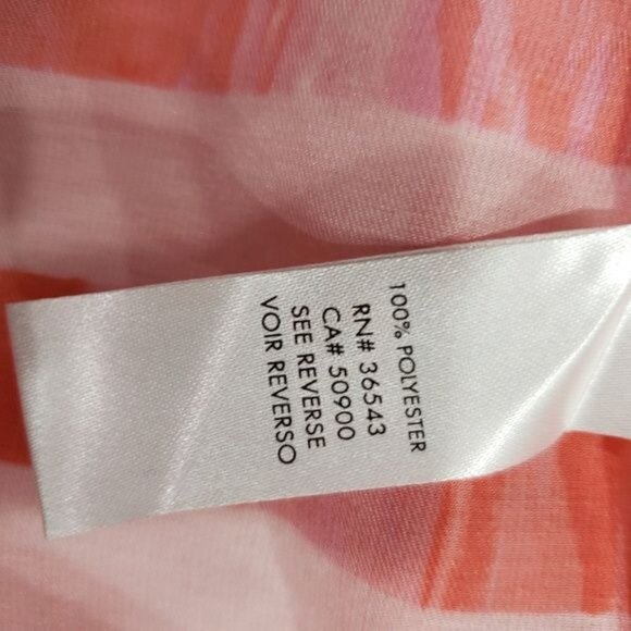Calvin Klein Womens Sheer Coral Pink‎ Striped Button-Down Blouse S - Picture 7 of 8